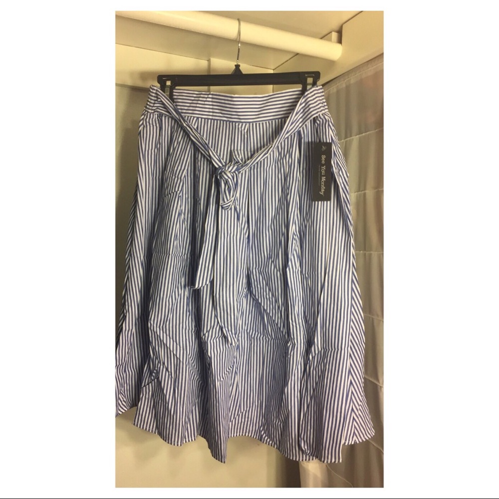 Navy Stripped Circle Skirt